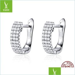 Hoop Huggie Hoop Hie Classique Nouveau 925 Sterling Sier Brillant Clair Cz Cubique Zircon Boucles D'oreilles Pour Les Femmes Bijoux De Mariage Sce560 1895 Dhgwd