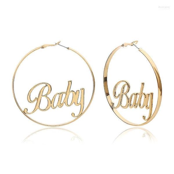 Hoop Huggie Hoops Moucles d'oreilles Round Grand Grand Énorme Gol Cercle Bonnes Ear Baby Femme Girl 2022 TRENDE MODE LUXEUR LURXE BRUNE POUR FEMMES MONI22