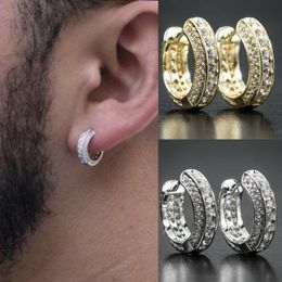 Hoop Huggie Iced Out Out Earrings Cubic Zirconia kraakbeen manchet Hypoallergene luxe mode -ronde voor mannen sieraden 230406
