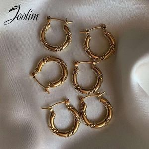 Hoop Huggie Joolim Roestvrij staal PVD Gold Finish Classic Twisted Earring Design sieraden Groothandel Hoogwaardige sieradenhoop Mill2222