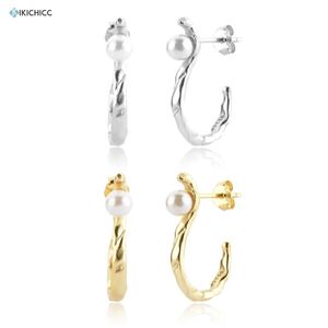 Hoop Huggie KIKICHICC 925 Sterling Silver Gold Big Pearl Boucle d'oreille Piercing Pendiente 2021 Femmes Bijoux De Mariage Rock Punk Clips Rond