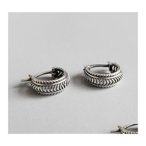 Hoop Huggie Koreaanse etnische oorbellen voor dames Vintage Do The Old Twisted 100 925 Sterling Sier Earring Fijne sieraden YME326 Drop del Ottzk