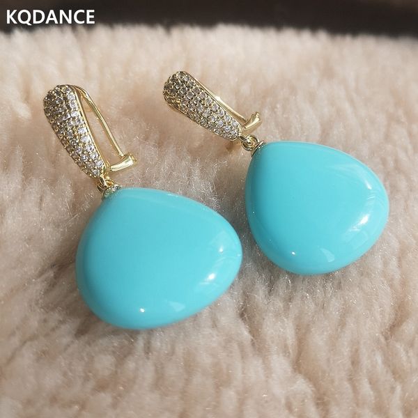 Hoop Huggie KQDANCE Marron Rouge Agate Bleu Apatite Pierre Naturelle Turquoise Boucles D'oreilles En Forme De Larme Avec Aiguille En Argent 925 Bijoux Plaqués Or 230828