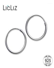 Hoop Huggie Licliz 2021 925 Boucles d'oreilles simples en argent sterling pour femmes boucles en or blanc rond Loop Joyas de Plata Le04728942904