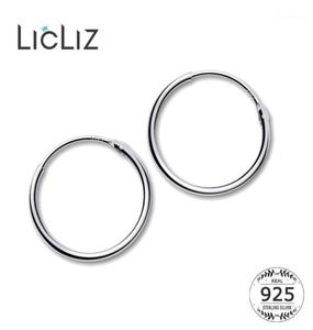 Hoop Huggie Licliz 2021 925 Boucles d'oreilles simples en argent sterling pour femmes boucles en or blanc rond Loop Joyas de Plata Le04727612206