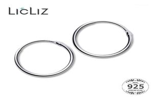 Hoop Huggie LiCLIZ 2021 925 Sterling Silver Simple Oorbellen voor vrouwen Ronde Cirkel Wit Gouden Sieraden Loop Joyas de Plata LE04728062449