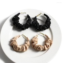 Hoop Huggie Lifefontier 2022 Boucles d'oreilles rondes en cristal de tissu à la mode pour femmes coréennes hiver géométrique fête boucle d'oreille bijoux en grosHoop Ode