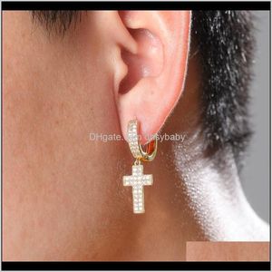 Hoop Huggie Luxe Designer Oorbellen Hip Hop Sieraden Iced Out Diamond Cross Earring Bling Mannen Vrouwen Stud Oorbellen Rapper Hip295M