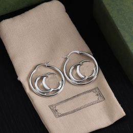 HOOP Huggie Diseñador de lujo Silver Dual G Letter Pendientes de aros de aro para mujer Joyería de regalo de bodas minimalistas