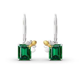 Hoop Huggie Luxury Green Crystal Square Stone Earrings Vintage Gold Color Small Boe Boho Silver Party for Women6665867