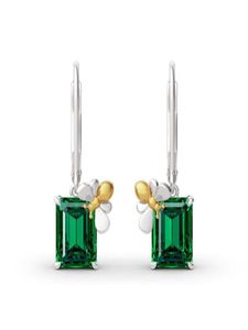 Hoop Huggie Luxury Green Crystal Square Stone Earrings Vintage Gold Color Small Boe Boho Silver Party for Women4942964