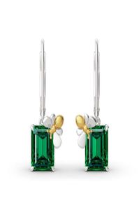 Cerceau Huggie luxe vert cristal carré pierre boucles d'oreilles Vintage couleur or petite abeille Boho argent fête pour Women9289526