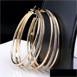 Hoop Huggie Luxury MtiLayer Big Boes d'oreilles Femme Femme TRENDY Matte Round Grande Taille pour fille Femelle Bijoux Oreau Drop Livraison Dhevt