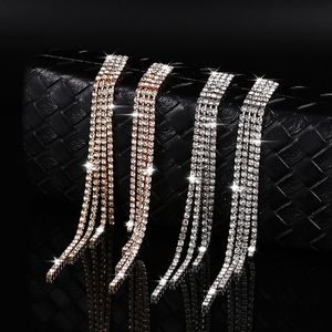 Hoop Huggie luxe strass cristal longues boucles d'oreilles gland pour les femmes mariée goutte boucles d'oreilles pendantes fête de mariage bijoux cadeaux 230919