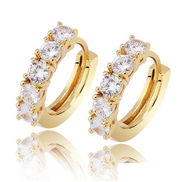 Hoop Huggie Micro Pave Cz Round Stud Earringhip Hop Gold Sier Fashion Boucles d'oreilles Iced Out Diamond Earring Hip Rock Jewelry F Dhgarden Dhatu