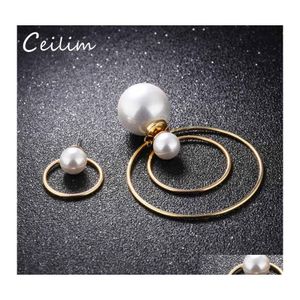 Hoop Huggie Minimalistische Pearl Big Circle Ear Ring voor vrouwen koper asymmetrie oorrang vrouwelijke sierlijke oorbellen Bijoux brincos sieraden otuxa