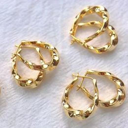Hoop Huggie MIQIAO Echte 18K gouden oorbellen voor dames Pure Au750 Classic Twisted Oval Design Prachtige sieraden Cadeau EA016 230725