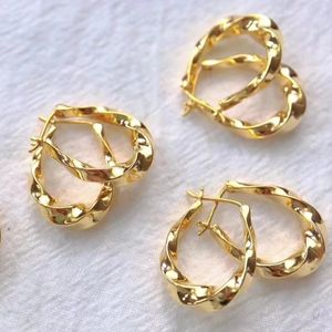 Hoop Huggie MIIQAO Real 18K Boucles d'oreilles en or pour femmes Pure Au750 Classique Twisted Oval Design Exquis Jewelry Gift EA016 230727