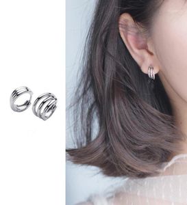 Hoop Huggie Mocanie Classic 925 Sterling Silver Fashion Geometric Three Layer Line Line Earring For Women Korea Style Fine Jewelry BR5372368