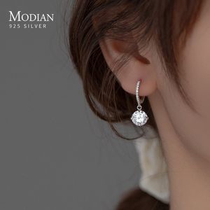 Hoop Huggie MODIAN Pure 925 Sterling Silver Luxury Shiny Clear Cubic Zirconia Hoop Boucles D'oreilles Pour Les Femmes De Mariage Déclaration De Fiançailles Bijoux 230506