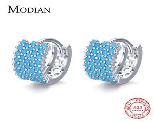 Hoop Huggie Modian Vintage turquesa elegante pendiente Plata de Ley 925 auténtica pendientes de lujo para mujer joyería de boda 22105190766