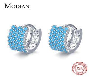 Hoop Huggie Modian Vintage Turquoise élégant boucle d'oreille réel 925 en argent Sterling luxe boucles d'oreilles à breloques pour les femmes bijoux de mariage 22107220316