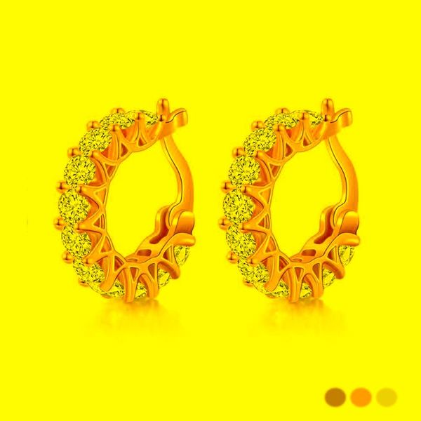 Hoop Huggie MxGxFam Rose/blanc clair jaune or couleur plein Zircon boucles d'oreilles pour les femmes bijoux de mode bonne qualité cerceau