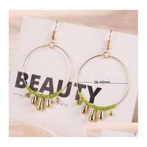 Hoop Huggie Nieuwe Bohemia Golden Color Round Circle Earring met acryl Bead Decoratie eenvoudige oorbellen voor vrouwen meisjes epacket drop dhgld