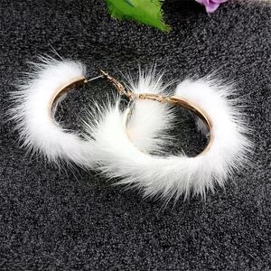 Hoop Huggie Paire Boucles d'Oreilles en Peluche Boucles d'Oreilles Rondes Ambiance Exagérée Métal Géométrique G3N1Hoop