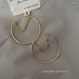 Hoop Huggie Persoonlijkheidstrend overdreven stijl metalen cirkelvormige ketting oorbellen voor vrouw coole oorring oorronde sieradenhoop