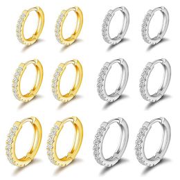 Hoop Huggie QIAMNI Moda Cubic Zircon Huggies Brincos Cartilage Piercing Conch Earlobe Tragus Circle Homens Mulheres Presente Jóias