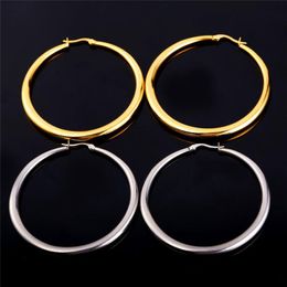 Hoop Huggie Real 18k Gold Silver Big Hoop Pendientes para mujeres Earring de círculo redondo de acero inoxidable