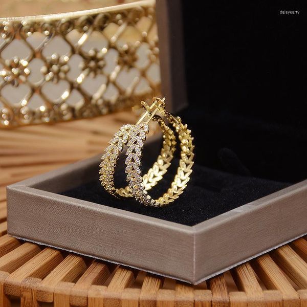 Hoop Huggie Real Gold Luxury Wheat Ears Pendiente Temperamento Simple Ear Ring Moda Exquisito Colgante Para Mujeres Pendientes CharmHoop Dale22