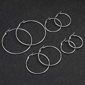 Hoop Huggie Rinhoo grote ronde oorringen geschikt voor vrouwen 10 mm tot 70 mm roestvrij staal mode Hyperbole grote ring oorbellen eenvoudige sieraden 240326