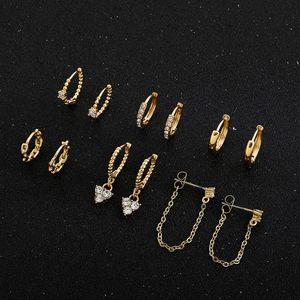 Hoop Huggie Round Circle Tiny Hoops Trendy Gold Ploated Twist Chain Earring For Women Charm Clear CZ gestapelde kraakbeen oorbellenhoop