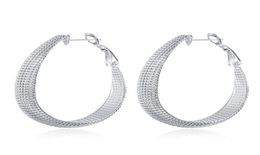 Hoop Huggie Vente De Mode Standard 925 Boucles D'oreilles En Argent Sterling Pour Les Femmes Danse Créative Surface Givrée Grand Anneau D'oreille Fit4144656