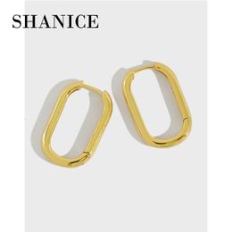 Hoop Huggie SHANICE 100% 925 Sterling Silver Punk Cool INS Minimal Géométrique Ovale Cercle Ouvert Hoop Boucles D'oreilles Boucle D'oreille Pour Les Femmes Bijoux 230614