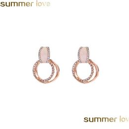 Hoop Huggie Shiny Crystal Earrings For Women 3 Layer Circle Earring Design sieraden Highgrade Goud en Sier Wedding Party Drop deliv Dhxty