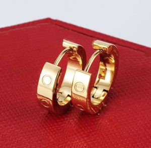 Hoop Huggie zilveren oorringen Ronde gouden oorbellen Titanium staal rose Stud gouden liefde oorbellen voor vrouw prachtige eenvoudige mode diamanten dame oorbellen sieraden AA