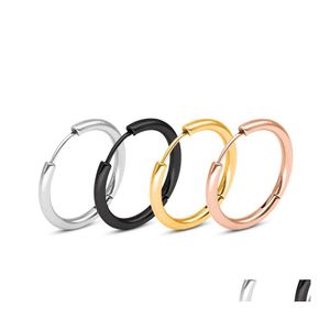 Hoop Huggie Simple Ear Bone Circle oorbellen voor mannen Roestvrij staal Mini kleine grote ronde ronde Earring vrouwen mode punk hypoall otfhw