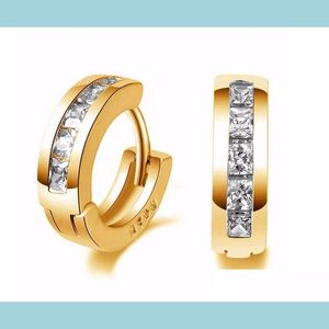 Hoop Huggie Pendientes simples Hombre Sier / Oro Pequeño Redondo Cuadrado Crystal Hoop Hie para mujeres Regalo Envío Drop Entrega Joyería Dhogn