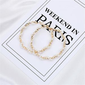 Hoop Huggie Simple Gold Color Big Earring For Women Statement Fashion Vintage Sieraden Accessoires Large Circle Round Pearl -oorbellen 1