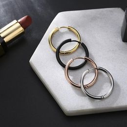 Hoop Huggie eenvoudige titanium staal/roestvrijstalen oorbellen voor vrouwelijke mannen beknopte kleine ronde cirkel hoepels oor bot buckle hoopoop