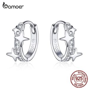 Hoop Huggie Petites boucles d'oreilles en or Huggie en argent sterling 925 Clear CZ Universe Galaxy Boucles d'oreilles pour filles cadeaux bijoux BSE076 231207