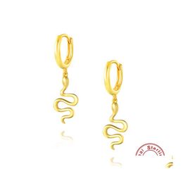 Hoop Huggie Serpent Pendentif Cercle Rond Boucles D'oreilles Pour Les Femmes Punk Brincos 100 Réel 925 Sterling Sier Fine Jewelry Yme938 Drop Delivery Ote94