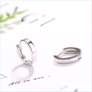 Hoop Huggie Solid Real 925 Sterling Sier Mini Slim Loop Hies Circle Petites boucles d'oreilles pour femmes hommes enfants filles enfants bijoux Dhmsy