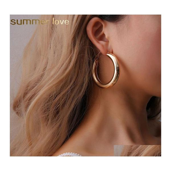 Hoop Huggie Corée du Sud Couleur Or Grand Cercle Boucles d'oreilles Amant Bague Oreille Pour Femmes Hip Hop Bijoux Cadeaux Filles Drop Livraison Otyhn