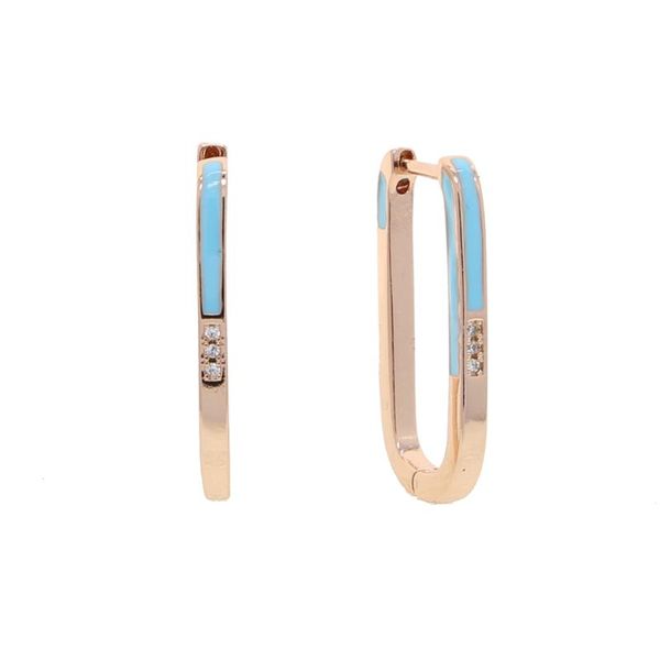 Hoop Huggie-pendientes pequeños de esmalte de neón, Color oro rosa, declaración geométrica de moda, pendiente cuadrado, joyería Brincos