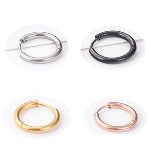 Hoop Huggie Trendy Round Small Earrings 8Mm16Mm 316L Acero inoxidable Gold Sie Rose Black Simple Party para mujer Drop Delivery Jewel Dhzcf