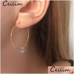 Hoop Huggie Trendy Simple Earring Glazen kristal kraal Dange lichtgewicht sieraden Accessoires Golden Sier Geplaatste groothandel Dhgarden Dhnev